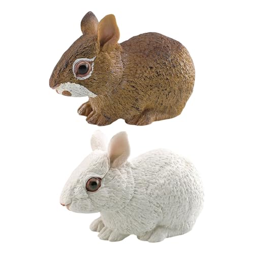 Fenteer Simulation Tiermodelle Tierstatuen Kognitives Spielzeug Landschaftsdekor Lernspielzeug Kaninchen Figur für Kinder Partygeschenke, 2 StÜck von Fenteer