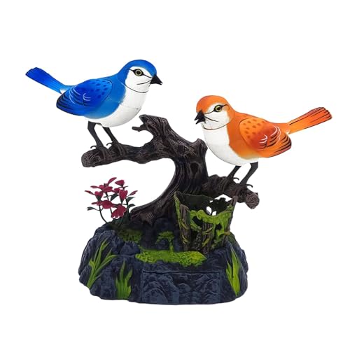 Fenteer Sprechende Papageien Sound aktiviert Chirping Vogelkinder Spielzeug, kreative Ornament Home Office Desk Dekoration Elektrische Vögel für Geschenk, 1 Orange 1 Blau von Fenteer