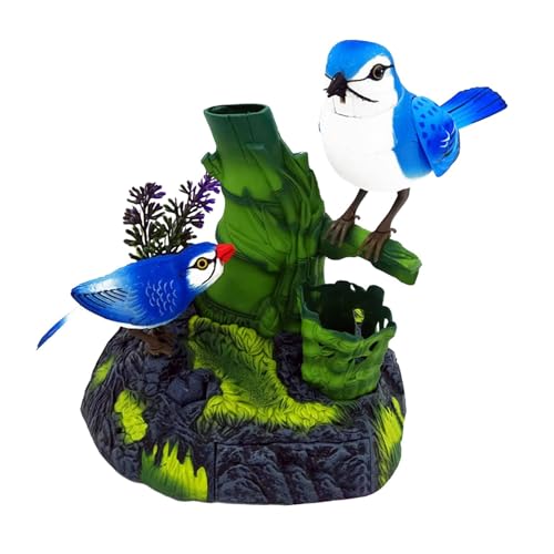 Fenteer Sprechende Papageien Sound aktiviert Chirping Vogelkinder Spielzeug, kreative Ornament Home Office Desk Dekoration Elektrische Vögel für Geschenk, 2 Blaue Vögel von Fenteer