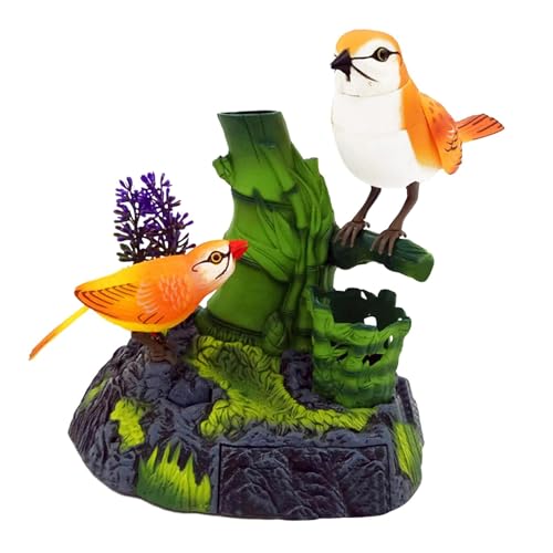 Fenteer Sprechende Papageien Sound aktiviert Chirping Vogelkinder Spielzeug, kreative Ornament Home Office Desk Dekoration Elektrische Vögel für Geschenk, 2 Orangefarbene Vögel von Fenteer