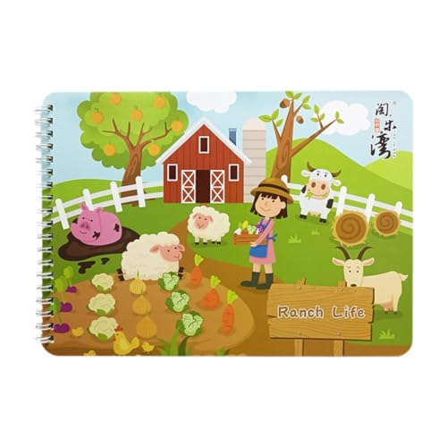 Fenteer Stickerbuch, ruhiges Aktivitätsbuch, tragbar, lustig, Vorschule für Kinder, Lernspielzeug für Jungen und Mädchen, Kinder, Das Leben auf Der Ranch von Fenteer