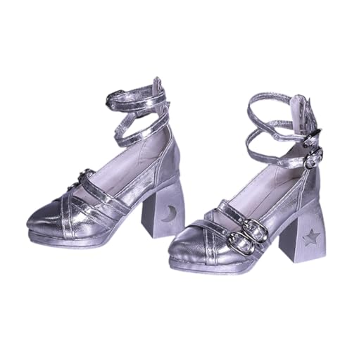 Fenteer Stöckelschuhe im Maßstab 1/3, BJD-Puppenschuhe, Geschenkkollektion, Outfits, Prinzessinnenschuhe, Puppenschuhe für weibliche Figuren, Zubehör, Silber von Fenteer