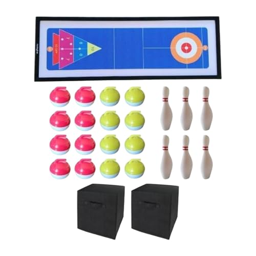 Fenteer Tabletop Curling -Spiel, Familienspiele, Brettspielzeug, tragbares schnelles Einrichten, Bowlingspieltisch Shuffleboard für Home Indoor, mit Box von Fenteer