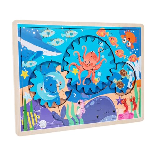 Fenteer Tiere Puzzles Lernspielzeug Interaktives Spiel Geburtstagsgeschenk Holzpuzzles Puzzles Brett für Jungen und Mädchen Kinder Kinder, Blau, 30x22.3x0.8cm von Fenteer