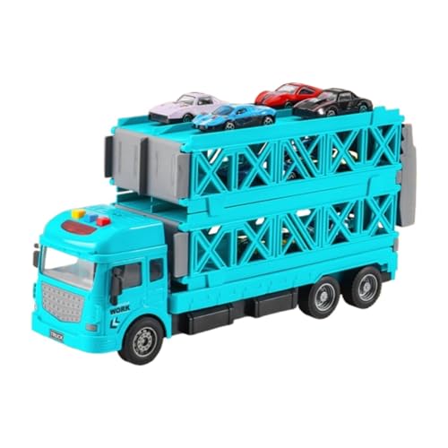 Fenteer Transport-LKW-Spielzeugset, Transport-LKW-Spielzeug mit Autos, Cooles faltbares LKW-Spielzeug für Kinder, Geschenke für Jungen und Mädchen, GrÜn, Doppelschicht von Fenteer