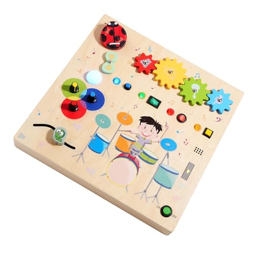 Fenteer Trommel-Set, Beschäftigungsbrett, Frühes Lernen der Feinmotorik, tragbares Reise-Lernspielzeug mit Leuchtschalter für Kindergeschenke Fenteer Trommel-Set, Beschäftigungsbrett, Frühes Lernen der Feinmotorik, tragbares Reise-Lernspielzeug mit Leuchtschalter für Kindergeschenke von Fenteer