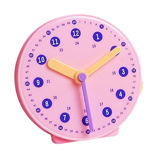 Fenteer Uhr, Kinderspielzeug, Lehrhilfe, Motorik, Uhr zum Ablesen der Uhrzeit, Uhr zum Lernen der Uhrzeit für Mädchen, Jungen, Kinder, Babys, ROSA von Fenteer