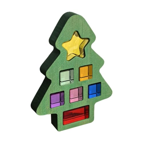 Fenteer Weihnachtsbaum-Acryl-Würfelblöcke, durchscheinend, pädagogisches Lernspielzeug, Regenbogenfarben für Jungen und Mädchen, Urlaub von Fenteer