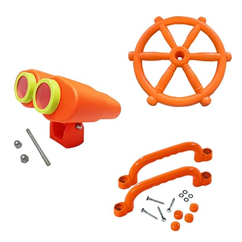 Fenteer Zubehör für Kinderspielplätze, Piratenschiffteile, Lenkrad, Schaukelaufsätze, Outdoor-Spielset für Klettergerüst, 4 Stück Orange von Fenteer