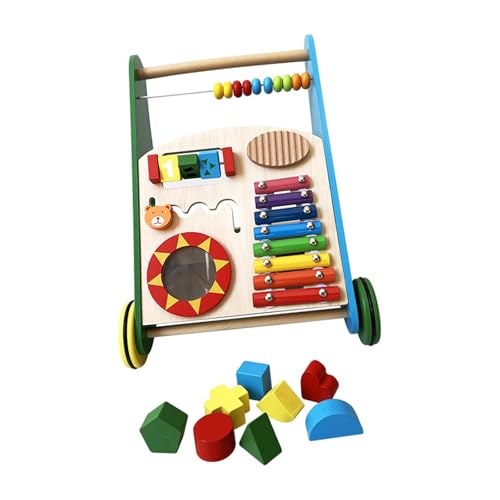 Hölzernes Baby-Schiebespielzeug, Lauflernwagen, Schiebewagen für Kleinkinder, Lernen mehrerer Aktivitäten, Schiebespielzeug für Jungen und Mädchen, von Fenteer