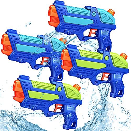 (4-Pack) Wasserpistolen für Kinder, Wasserpistolen Spritzpistolen für Schwimmbad im Freien, Beste Sommer Wasser Kampf Spielzeug Geschenke für Jungen Mädchen, Training Spielzeug für Haustiere von Fenxyo