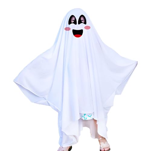 Fenytay Geisterkostüm für Kinder,Geisterkostüm für Kinder,Weißer Laken-Mantel-Umhang | Gruseliges Geisterkostüm für Rollenspiele, Halloween-Kostüm, Cosplay-Robe für und Mädchen von Fenytay