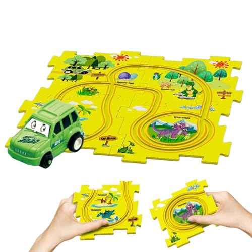Fenytay Puzzle-Track-Auto-Spielset, Autorennbahn - Kinder-Rennstrecken-Set,Auto-Abenteuerspielzeug, Rennstrecke, Lernspielzeug, Kleinkind-Puzzle-Strecken-Spielset für 3-, 4-, 5- und 6-jährige Kinder von Fenytay