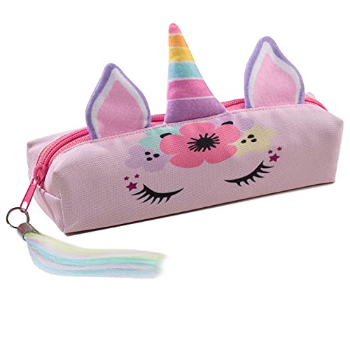 Einhorn Mäppchen Federtasche Schlamperbox Federmäppchen Schüleretui Stiftemappe Unicorn Horn mit Ohren und Regenbogen Schwanz [008] von Ferocity