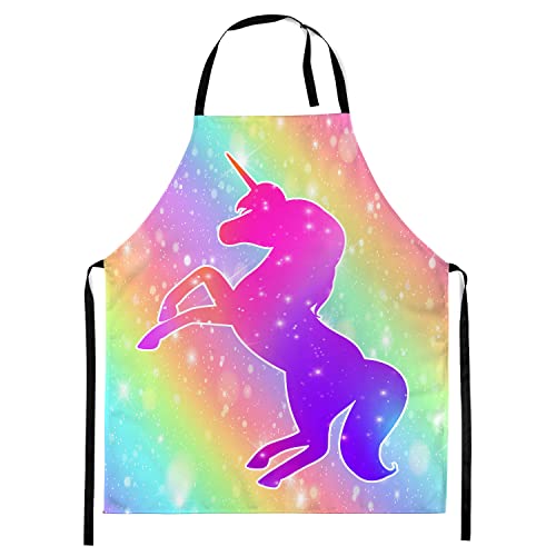 Kinderschürze Kind Malschürze Kunstkittel Kochschürze Apron Werkschürze mit einem Fullprint motiv Regenbogen Full Unicorn [074] von Ferocity