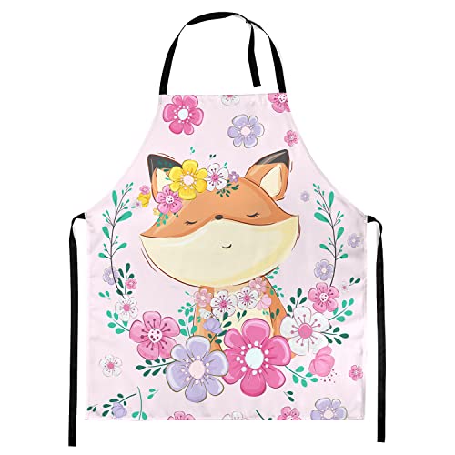 Kinderschürze Kind Malschürze Kunstkittel Kochschürze Apron Werkschürze mit einem Fullprint Motiv Fuchs Zwischen Blumen [074] von Ferocity