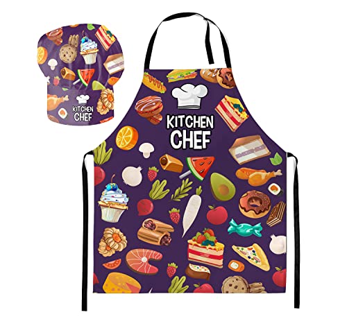 Kochmütze + Kochschürze Set 2tlg. Für Kinder Jungen und Mädchen Kochhaube Schürze mit Klettverschluss Kitchen Chef [099] von Ferocity