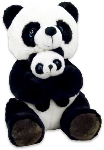 Ferro Stars Kermit mit Piggy,Teddybär,Panda, Panda mit Baby,Faultier,Katze,Hund,Capybara plüsch Kuscheltier (Panda mit Baby 30cm) von Ferro Stars