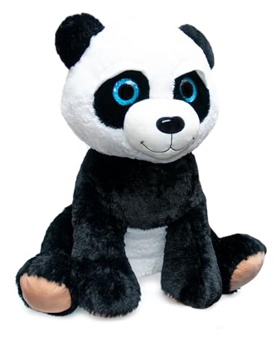 Ferro Stars Panda Kuscheltier,plüsch, Stofftier sitzen schwarz mit großen glitzernden Augen XXL 75 cm von Ferro Stars