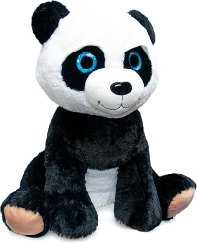 Ferro Stars Panda Kuscheltier,plüsch, Stofftier sitzen schwarz mit großen glitzernden Augen XXL 75 cm von Ferro Stars