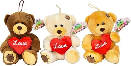 Ferro Stars Valentinstag Bester Plüschtier Geschenk Stitch Ohren mit Herzen und plastisch geformter Blume,teddybär 3 stück mit Herz im i Love You Kuscheltier 32cm 30cm 16cm (Teddybär 16cm 3stück) von Ferro Stars