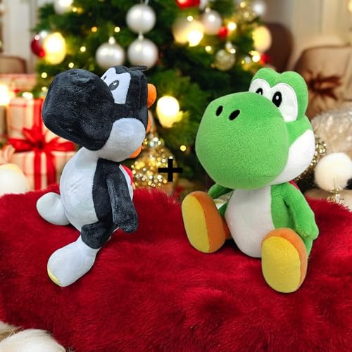 Ferro Stars Yoshi Plüschfigur,2 er Set Farbe Grün 30cm, kuschelweich, Dinosaurier, Kuscheltier,Plush ab den ersten Lebensmonaten geeignet (Grün-Schwarz) von Ferro Stars