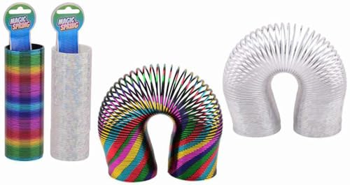 Ferro Stars spirale kinderspielzeug 2 stück spirale treppenläufer,Regenbogen,Glitzer sprungfeder Geburtstagsgeschenke für Kinder Es reicht von 15 cm bis 10 Meter von Ferro Stars