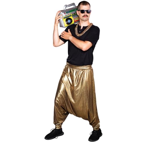 Festartikel-Müller Ballonhose mit tiefem Schritt Gold Hip Hop 90er für Erwachsene Bollywood-Hose Fasching Karneval Hippie (L/XL) von Festartikel-Müller