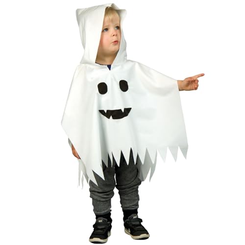 Festartikel-Müller Halloween Kostüm Gespenst Kleiner Polter-Geist für Kinder Gr. 92-104 weiß Verkleidung Gespenst Fasching Karneval (92) von Festartikel-Müller