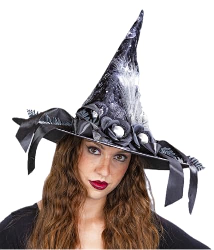 Festartikel-Müller Luxuriöser Hexenhut für Halloween, Schwarz mit Blumendekoration und Federn, Eleganter Kostümhut Festartikel-Müller Luxuriöser Hexenhut für Halloween, Schwarz mit Blumendekoration und Federn, Eleganter Kostümhut von Festartikel-Müller