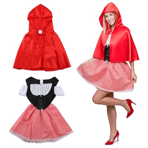 Festicy Rotkäppchen Kostüm Damen I Größe M I Märchenhafter Charme für Fasching und Karneval I Elegantes Kleid mit rotem Umhang I Karnevalskostüm I Edition 2024 von Festicy