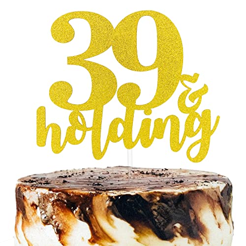 39 und Holding Cake Topper, Forever 39 Cake Decor, Turning 40 Cake Topper, Happy 39th / 40th Birthday Party Dekoration, Funny Age 39+ Cake Pick von Festus