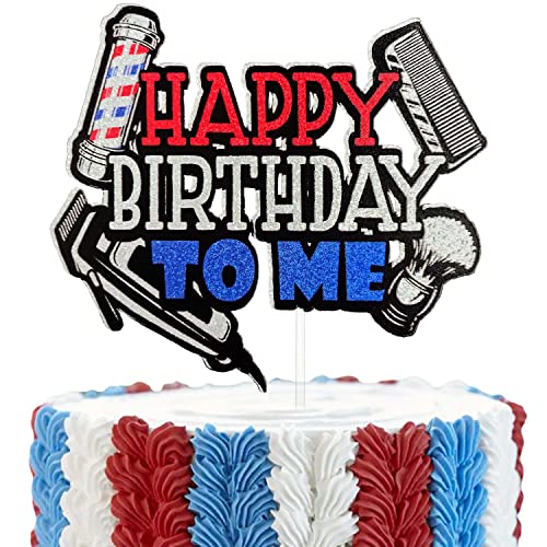 Glitter Barber Happy Birthday Cake Topper, Glitter Hairdresser Birthday Decoration, Hairstylist Bday Cake Pick, Cosmetologe Birthday Party Supplies von Festus