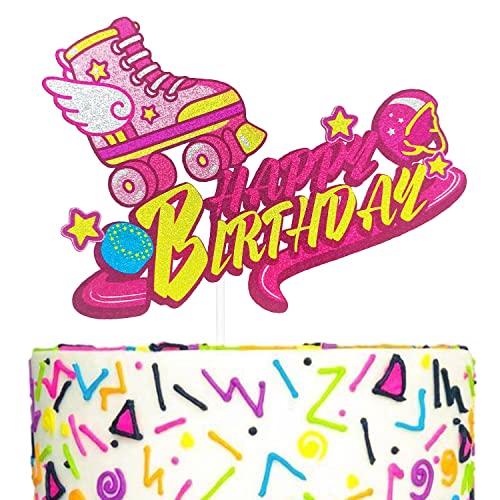 Roller Skate Happy Birthday Cake Topper, Roller Skater Geburtstag Kuchen Dekor, Luna Roller Skating Thema Party Supplies, Roller Derby Thema Cake Topper von Festus