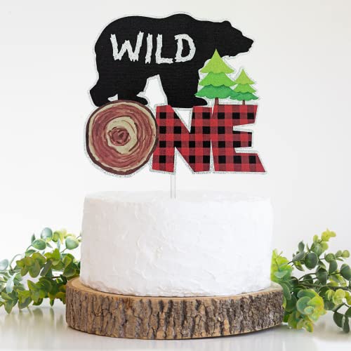 Wild One Tortenaufsatz Woodland First Birthday Cake Decor Woodland Cake Smash Decor Woodland Party Decoration Supplies Holzfäller-Kuchendekoration von Festus