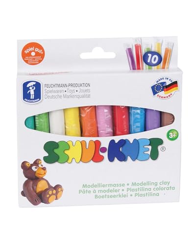 Feuchtmann SCHUL-KNET | Basic Knetset 10 x 18g Kinderknete in Stangen | vegane glutenfreie Spielknete | nicht trocknende Knete | ungiftige Modelliermasse von Feuchtmann