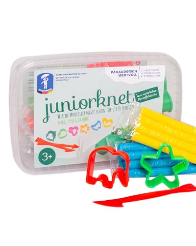 Feuchtmann JUNiORKNET Midi | Knetset 8 x 35g weiche Kinderknete in Stangen mit Formen und Knetwerkzeug | vegane glutenfreie Spielknete | Nicht trocknende Knete | ungiftige Modelliermasse Kinder von Feuchtmann