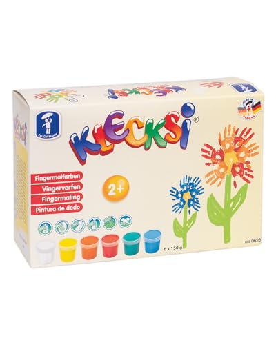 Feuchtmann KLECKSi Basic Maxi | 6 x 150g Fingermalfarbe | hautfreundliche Malfarben | ungiftig, auswaschbar | kreatives Malen für Kinder ab 2 Jahren von Feuchtmann