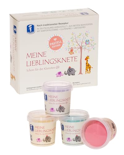 Feuchtmann MEINE LIEBLINGSKNETE Pastell Edition | Knetset 4 x 150g | vegane glutenfreie Knete | Kinderknete ungiftig | Spielknete für kreatives Spielen ab 2 Jahren von Feuchtmann