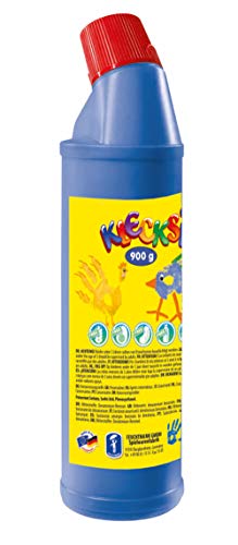 Feuchtmann 633.060-18 - KLECKSi Fingermalfarbe in Flasche, ca. 900 g, blau, hochwertige Farbe für Kinder ab 2 Jahren, ideal für Kindergarten, Kita, Schule und Hort zum kreativen Spielen von Feuchtmann