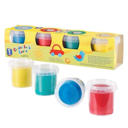 Feuchtmann Spielwaren Feuchtmann 628.0510 - Kinder Soft Knete, Set mit 4 Dosen à ca. 150 g, lufttrocknende Modelliermasse für Kinder ab 3 Jahre als Geschenk für kreatives Spielen von Feuchtmann