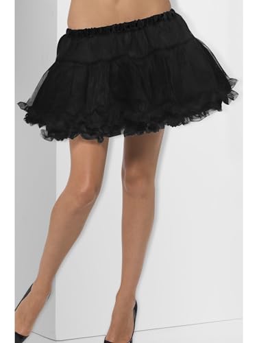 Smiffys Petticoat, Schwarz, mit Satin-Bund von Smiffys