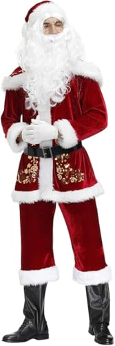 Feynman Weihnachtsmann Kostüm Santa Claus Kostüm Nicolaus Costume Weihnachten Anzug Uniform von Feynman