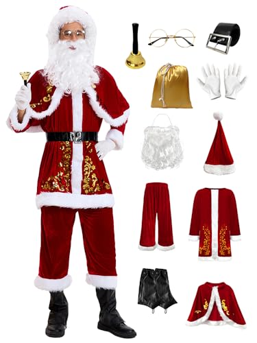 Feynman Weihnachtsmann Kostüm Santa Claus Kostüm Nicolaus Costume Weihnachten Anzug Uniform von Feynman