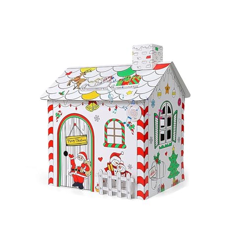 Weihnachts-Spielhaus-Farbe, Kinder-Malhaus, Lebkuchenhaus, Pappschloss, Spielhaus, DIY, Weihnachten, Papphaus, Schneemann, Papphaus für Weihnachten (beleuchtete Musik) von Fgbetcv