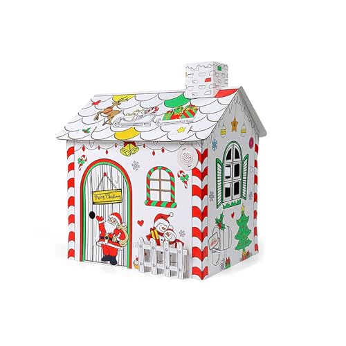 Weihnachts-Spielhaus-Farbe, Kinder-Malhaus, Lebkuchenhaus, Pappschloss, Spielhaus, DIY, Weihnachten, Papphaus, Schneemann, Papphaus für Weihnachten (ohne Musik) von Fgbetcv