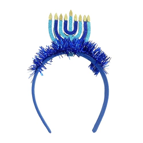 Fhkpsqkcn Hanukkah-Stirnband, blaue Menora, Haarschmuck, Chanukah-Dekoration, festliches Partyzubehör, Foto-Requisiten für Kinder und Erwachsene von Fhkpsqkcn