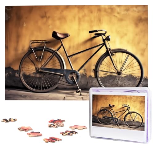 Altes Fahrrad-Puzzle, 1000 Teile, mit Aufbewahrungstasche, personalisierte Puzzles für Männer und Frauen, Bilderpuzzle für Familie, anspruchsvolle Fotos, Puzzle für Heimdekoration (74,9 x 50 cm) von Fhpce