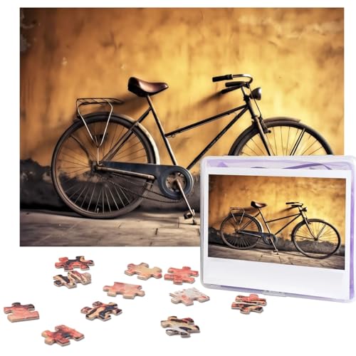 Altes Fahrrad-Puzzle, 500 Teile, mit Aufbewahrungstasche, personalisierte Puzzles für Männer und Frauen, Bilderpuzzle für Familie, anspruchsvolle Fotos, Puzzle für Heimdekoration (51,8 x 38,1 cm) von Fhpce