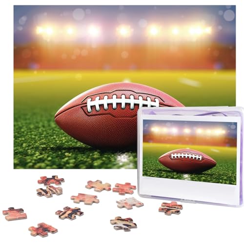 American Football Ball auf Gras, Sportpuzzles 500 Teile mit Aufbewahrungstasche, personalisierte Puzzles für Männer und Frauen, Bilderpuzzle für Familie, anspruchsvolle Fotos, Puzzle für von Fhpce